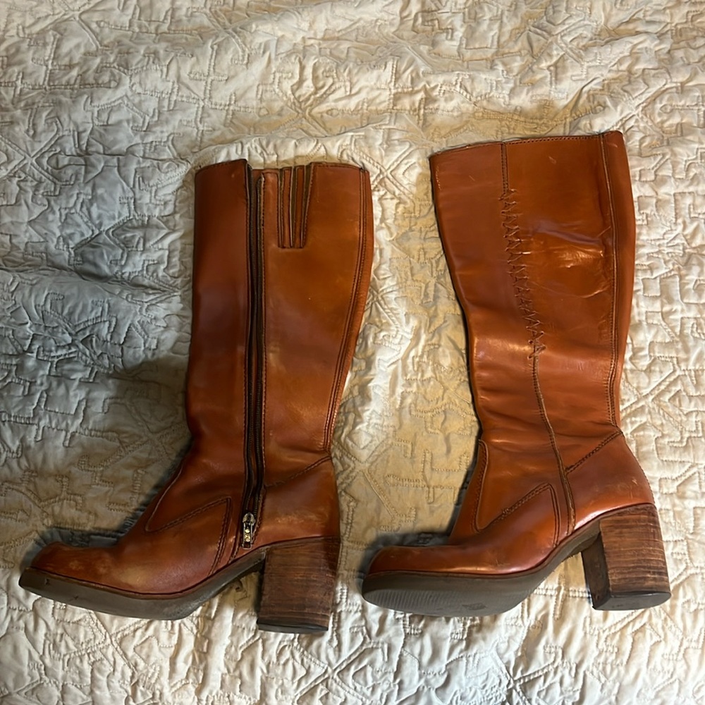 VTG 60’s 70’s Chunky Tall Heeled Boots Women’s Size 10 B